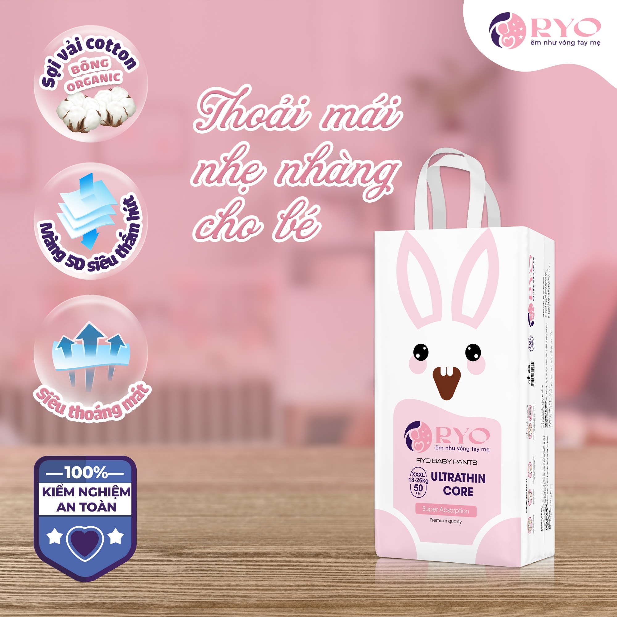 Bỉm - Tã quần Ryo XXXL 50 miếng (cho bé 18-26kg) hình 2