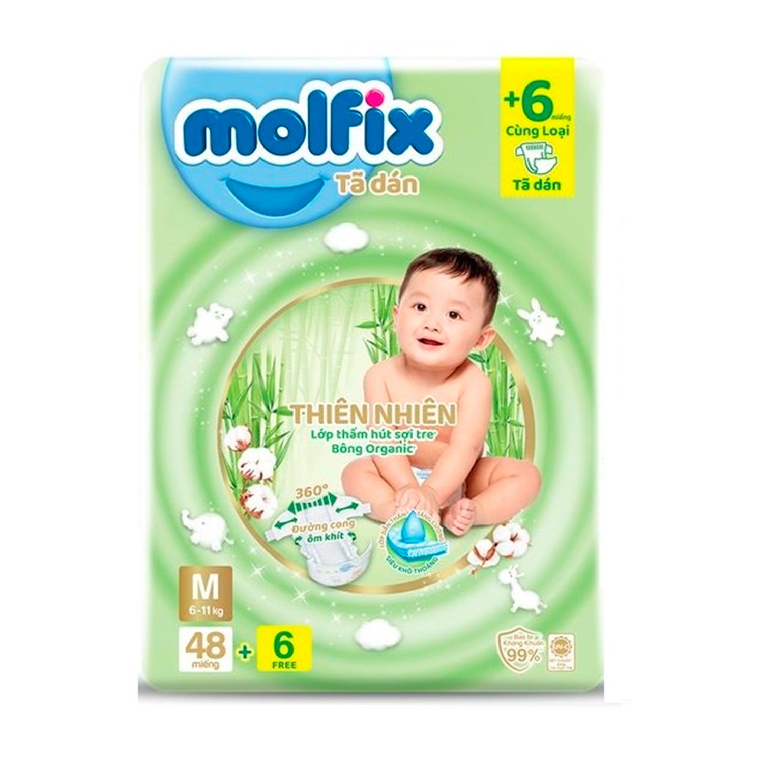Bỉm - Tã dán Molfix Jumbo size M 48+6 miếng (cho bé từ 6kg-11kg) hình 1