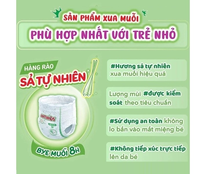 Bỉm - Tã quần Bobby Antimos Xua Muỗi size M 52 miếng (cho bé từ 6-11kg)