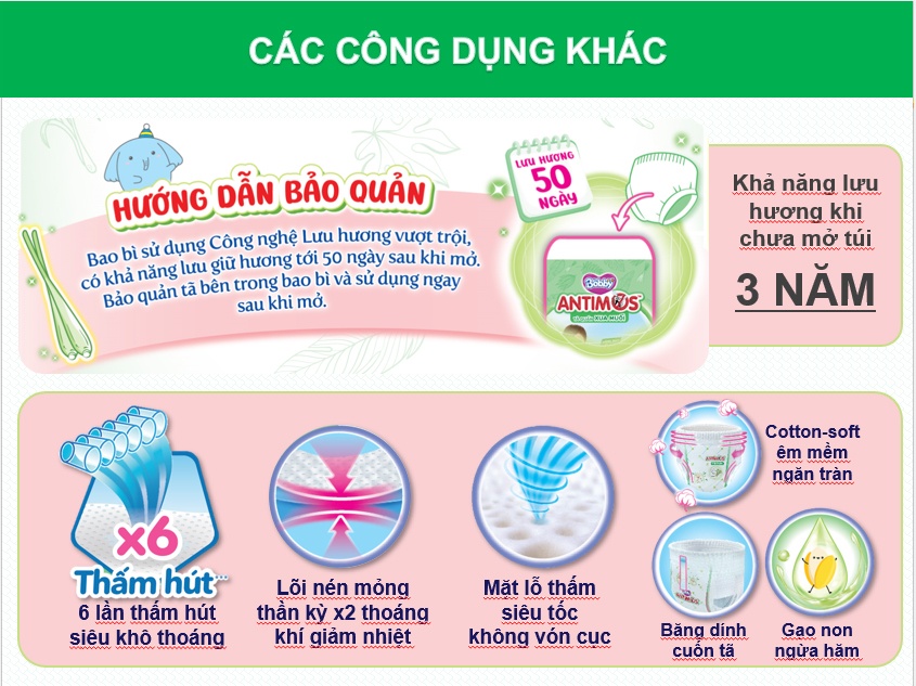Bỉm - Tã quần Bobby Antimos Xua Muỗi L 50 miếng cho bé từ (9-14kg)