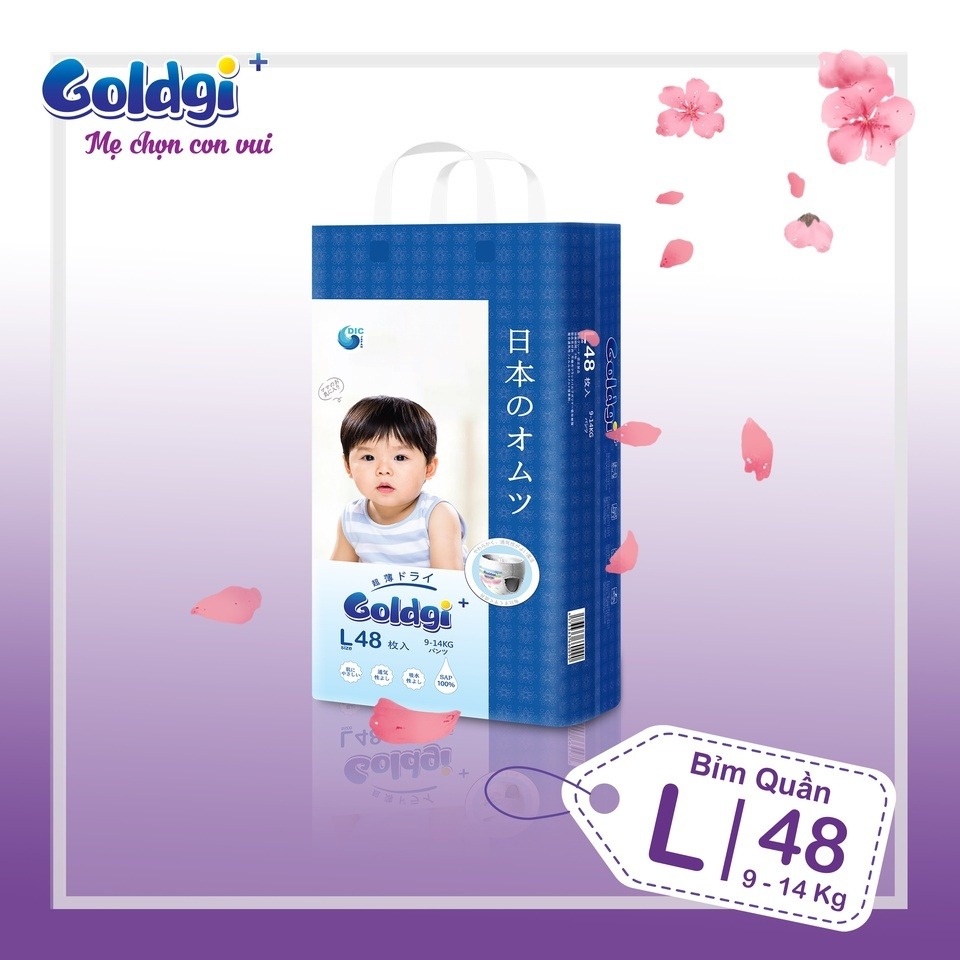 Bỉm - Tã quần Goldgi+ size L 48 miếng (9-14kg) hình 2