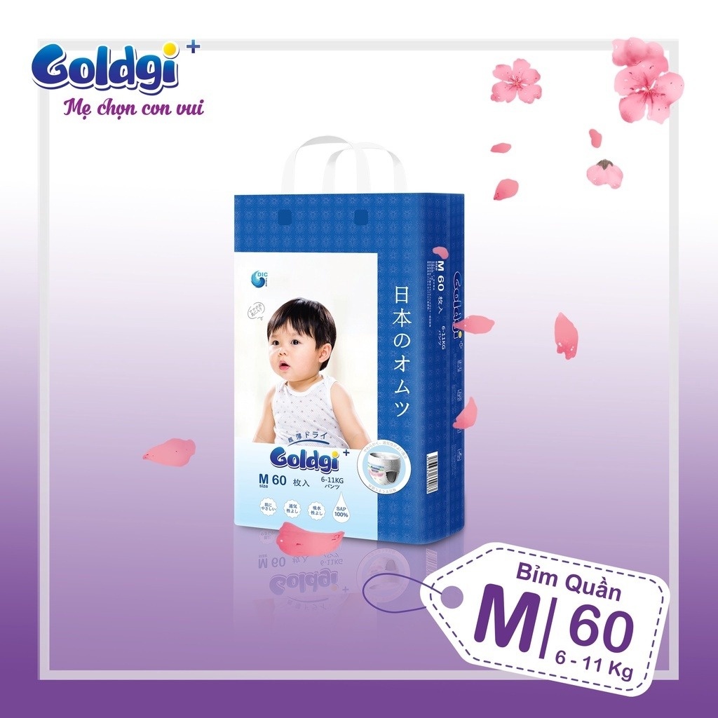 Bỉm - Tã quần Goldgi+ size M 60 miếng (6-11kg) hình 1