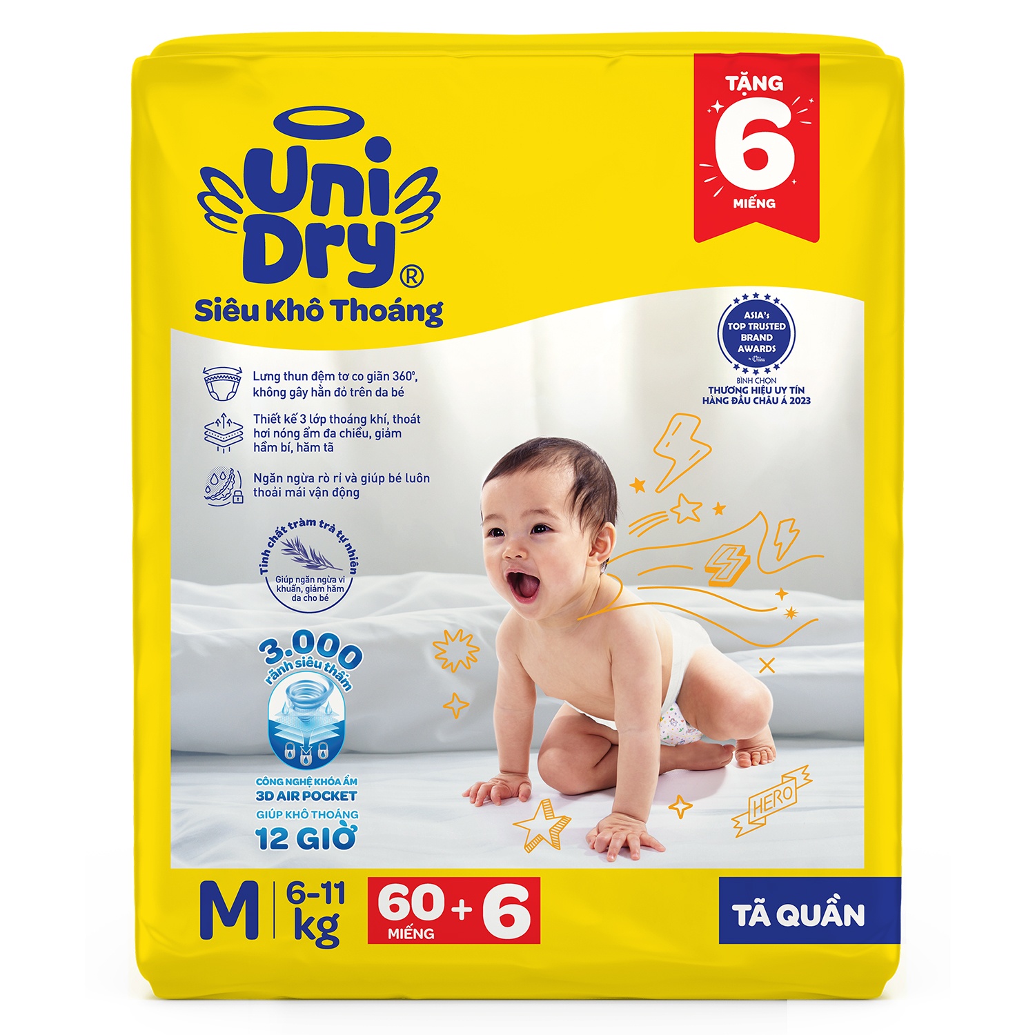 Tã quần Unidry size M 60 miếng (cho bé 6-11kg)