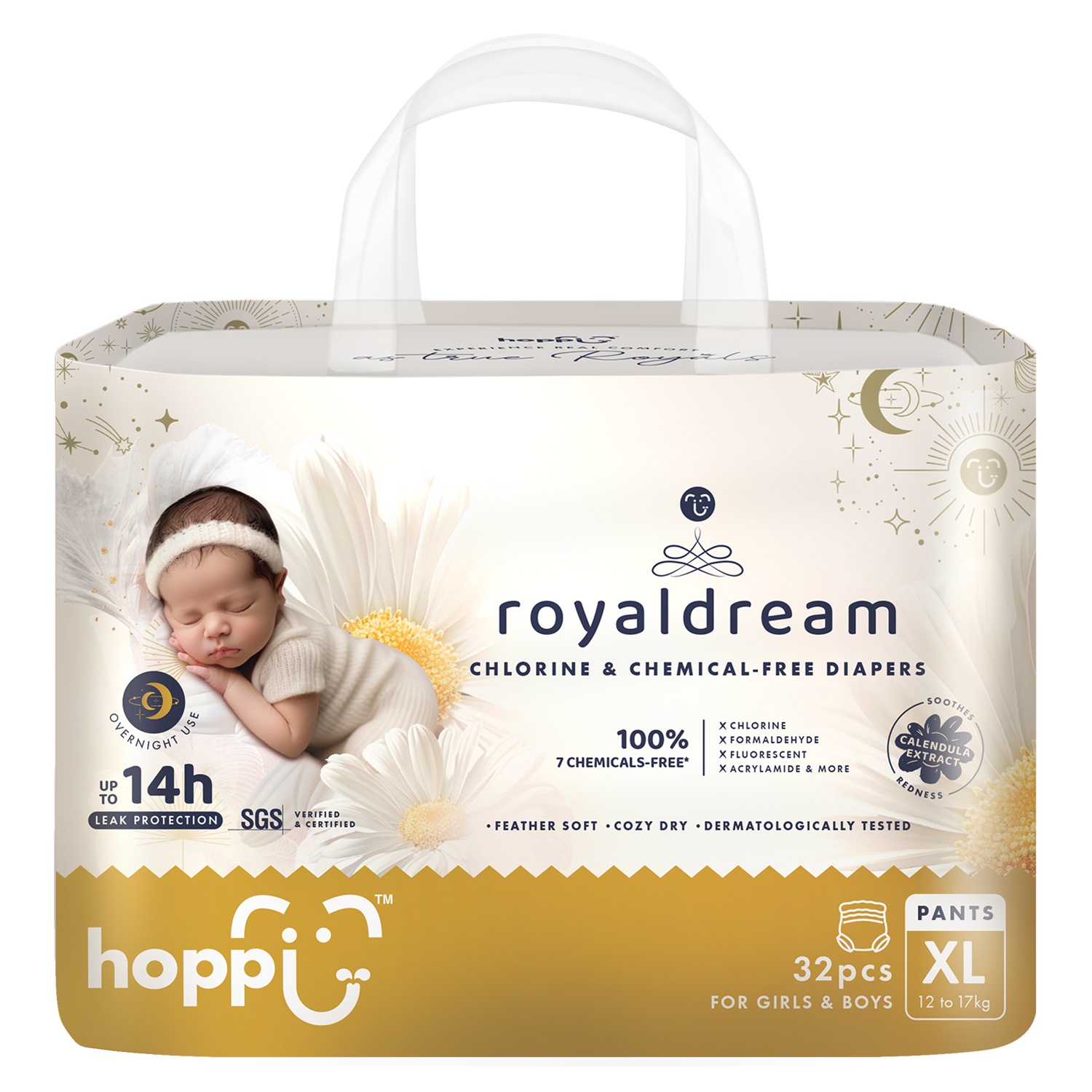 Bỉm - Tã quần Hoppi RoyalDream cao cấp size XL 32 miếng (cho bé 12-17kg) hình 1