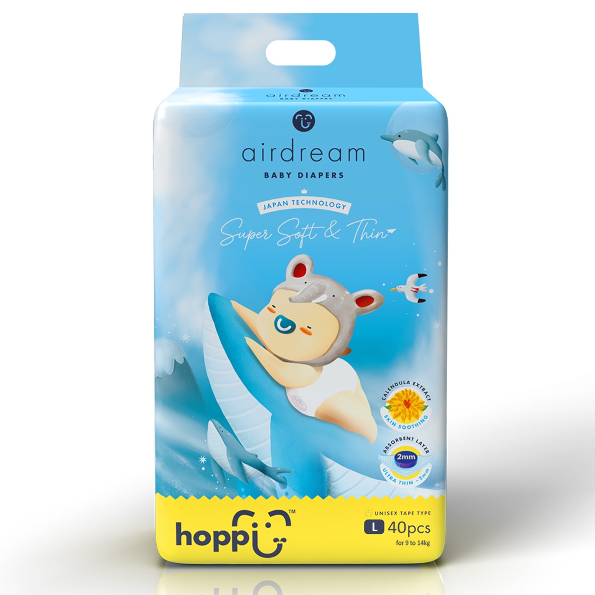 Bỉm - Tã dán Hoppi Airdream size L 40 miếng (cho bé 9 - 14kg) hình 1