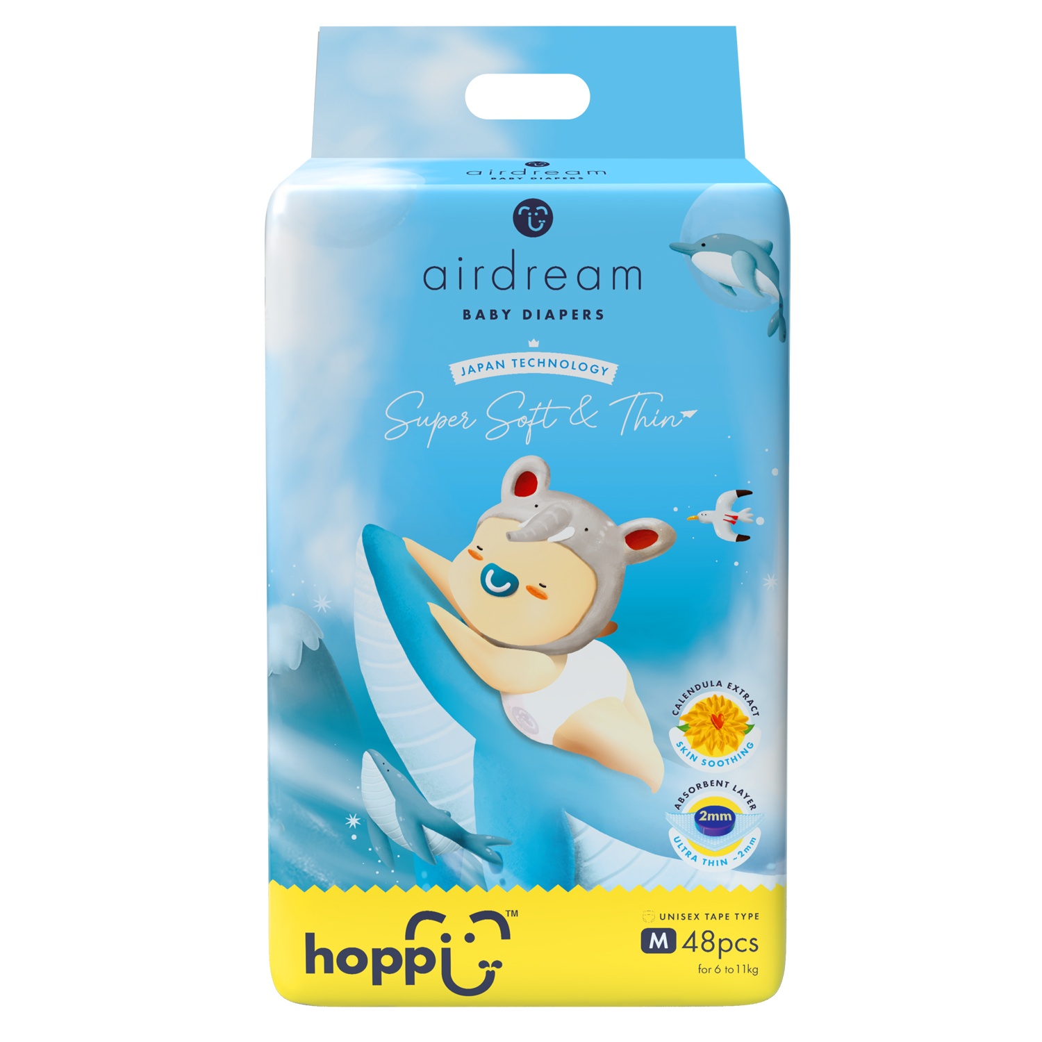 Bỉm - Tã dán Hoppi Airdream size M 48 miếng (cho bé 6 - 11kg) hình 1