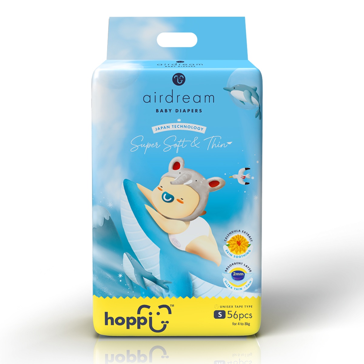 Bỉm - Tã dán Hoppi Airdream size S 56 miếng (cho bé 4 - 8kg) hình 1