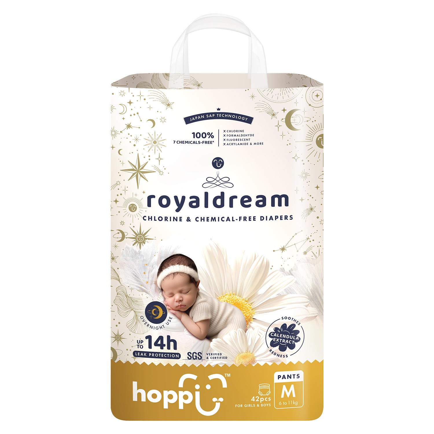 Bỉm - Tã quần Hoppi RoyalDream cao cấp size M 42 miếng (cho bé 6-11kg) hình 1