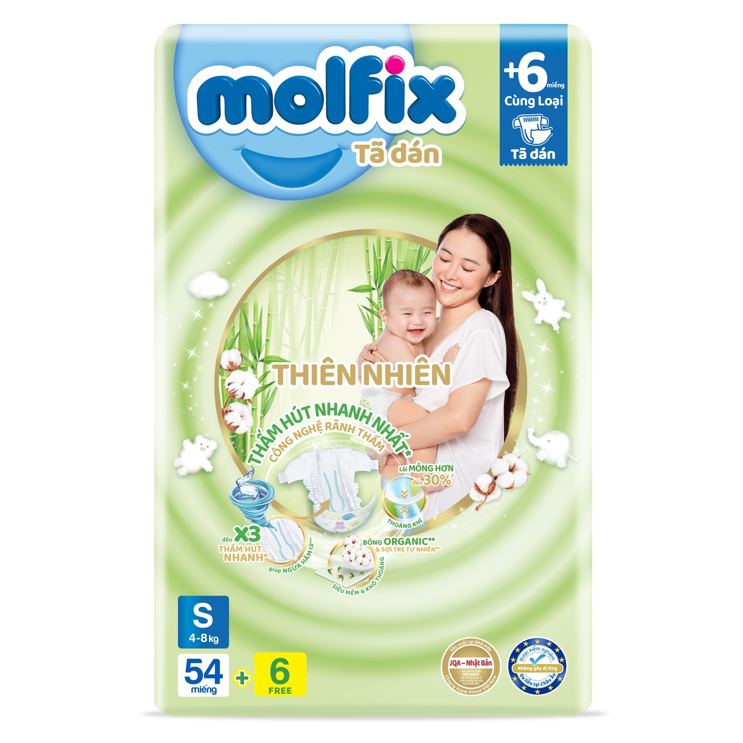 Bỉm - Tã dán Molfix size S 54+6 miếng (cho bé từ 4-8kg) hình 1