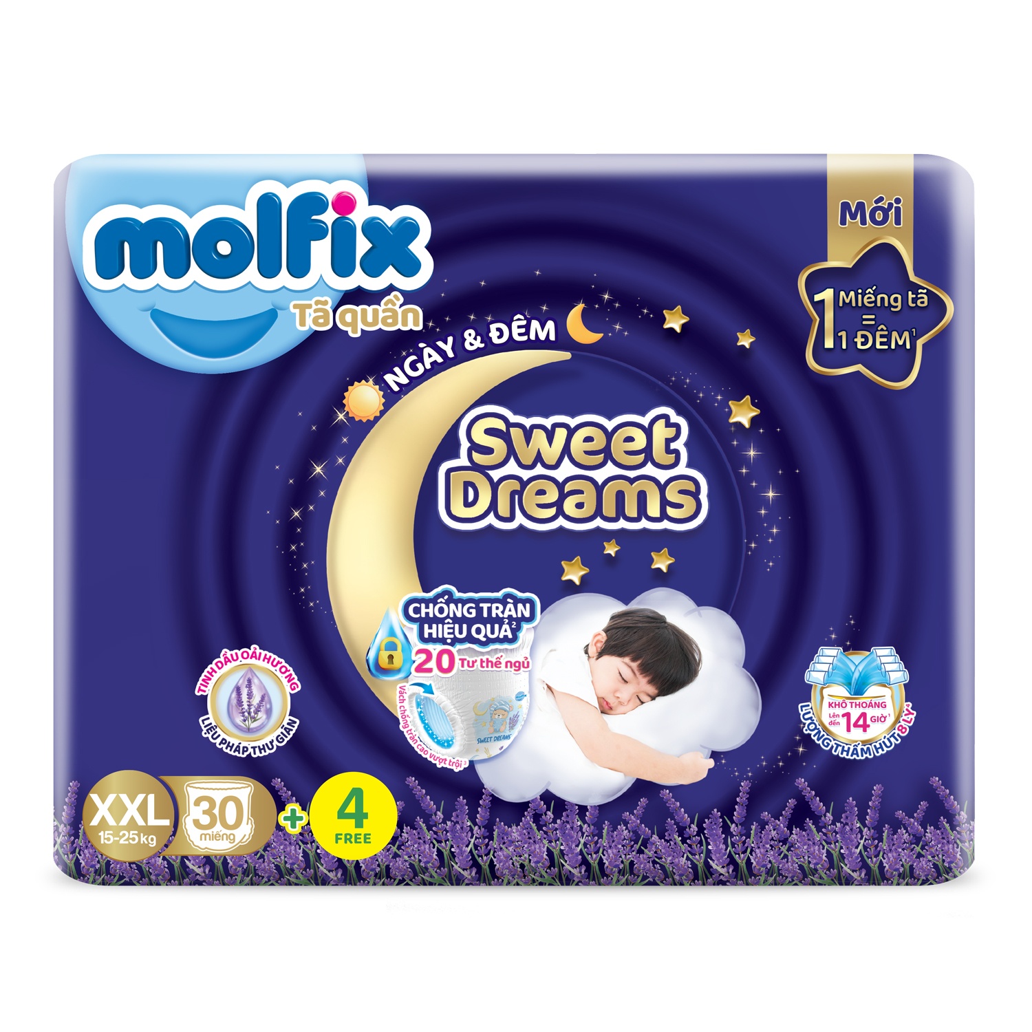 Bỉm - Tã quần Molfix Dream ban đêm size XXL30 (cho bé 15-25kg)