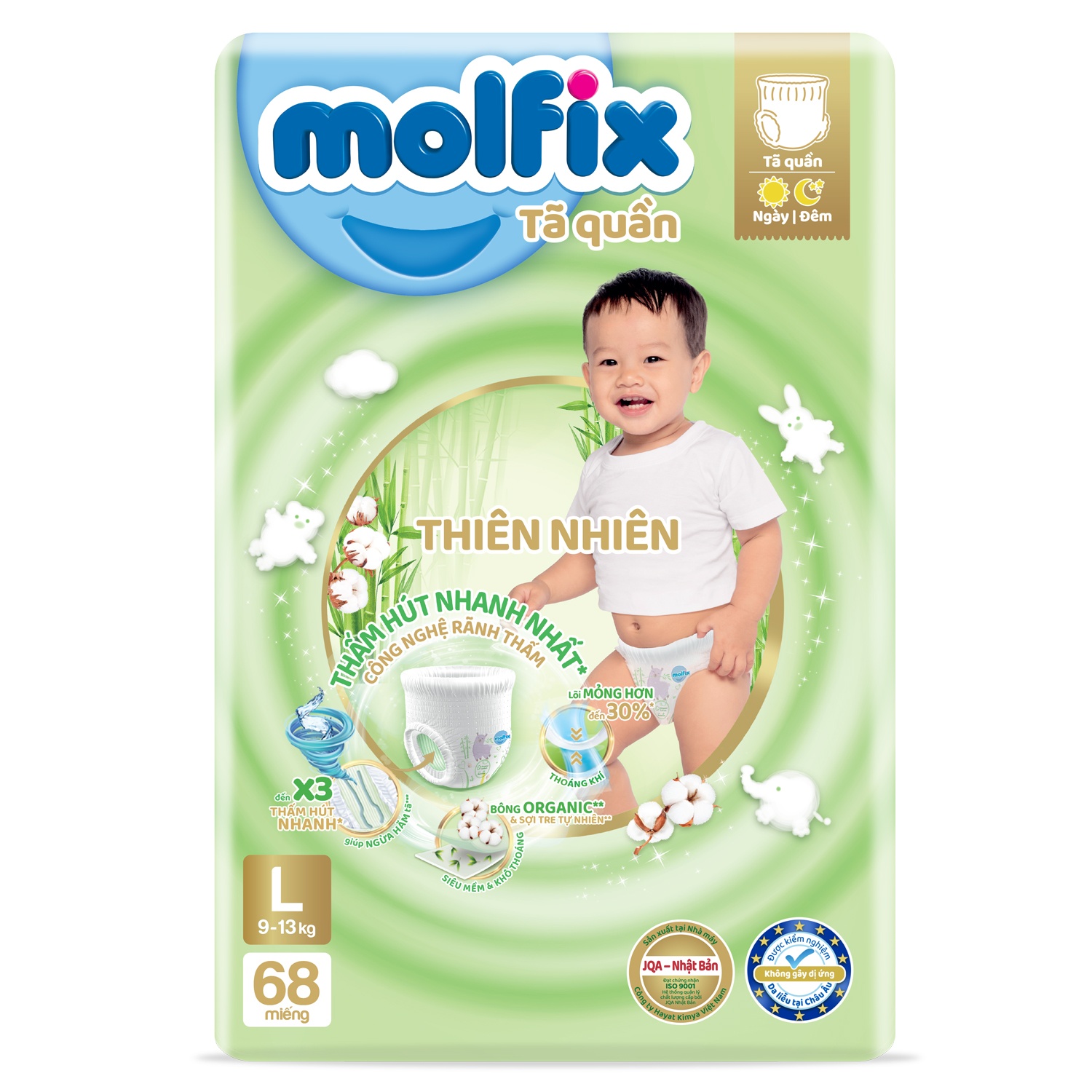 Bỉm - Tã quần Molfix size L 68 miếng (cho bé từ 9 - 14kg) hình 1