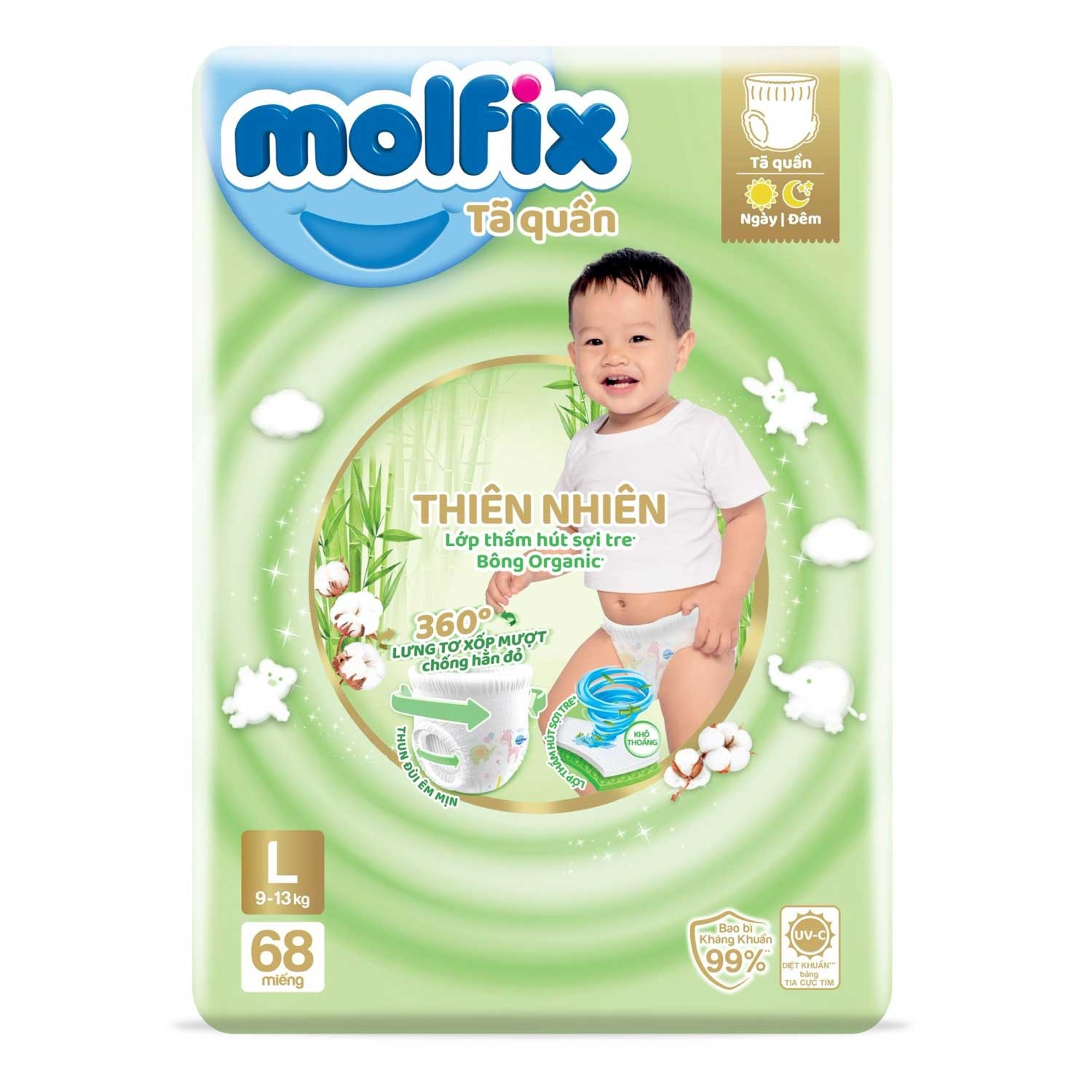 Bỉm - Tã quần Molfix Ultra Jumbo size L 68 (cho bé từ 9 - 14kg) hình 1