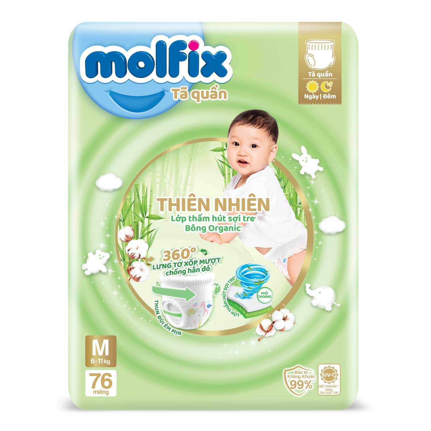 Bỉm - Tã quần Molfix Ultra Jumbo size M 76 cho bé từ 6 - 11kg hình 1