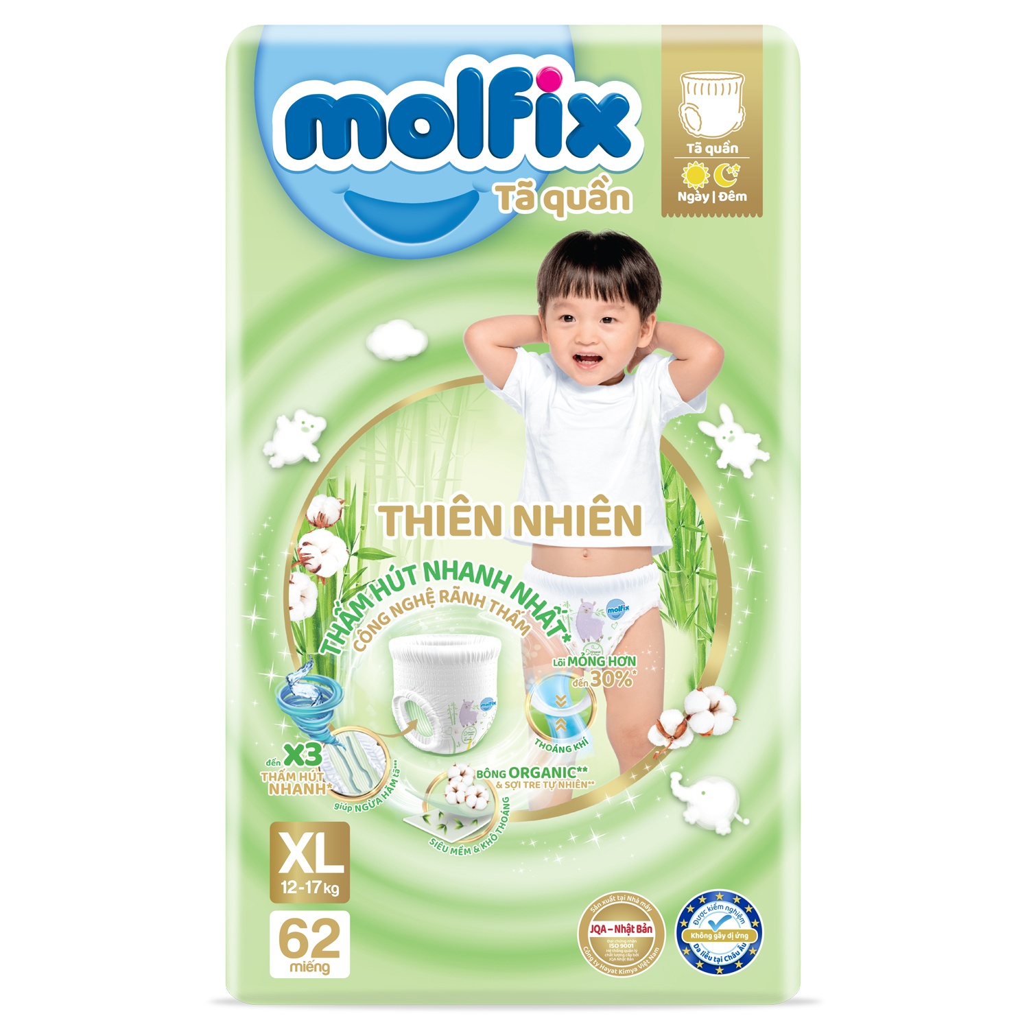 Bỉm - Tã quần Molfix size XL 62 miếng (cho bé từ 12 - 17kg) hình 1