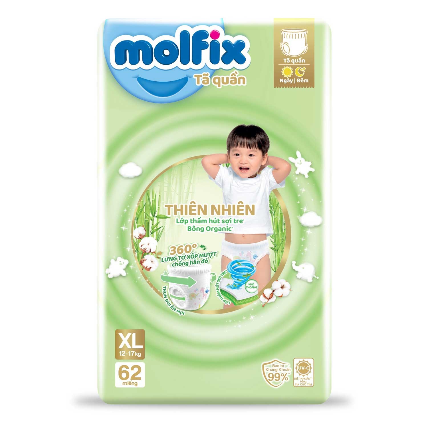 Bỉm - Tã quần Molfix Ultra Jumbo size XL 62 (cho bé từ 12 - 17kg) hình 1