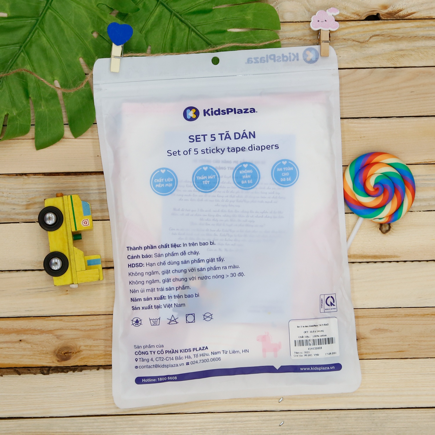 Set 5 tã dán KidsPlaza BA21 3M (Hồng) hình 2