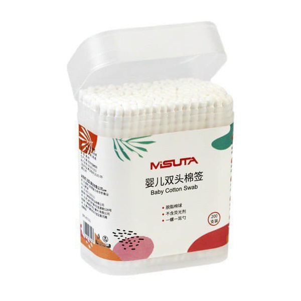 Tăm bông Misuta đầu xoắn và dệt 200 que hình 1