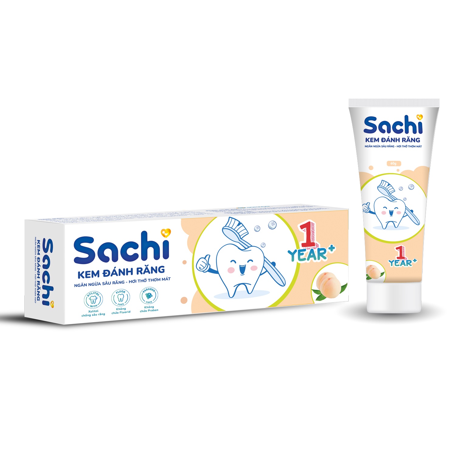 Kem đáng răng Sachi hương đào 60g 1Y+ hình 1