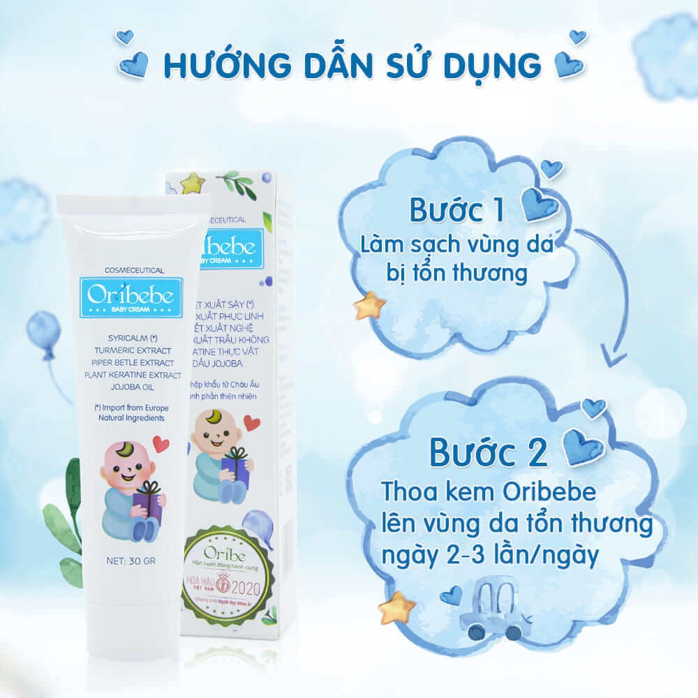 Hướng dẫn sử dụng kem dưỡng ẩm cho bé Oribebe 30g