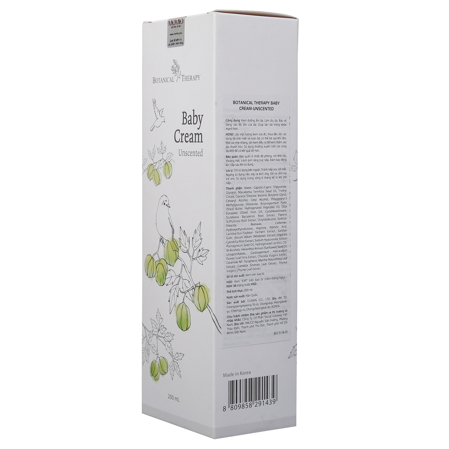 Kem dưỡng da không mùi B.Therapy 200ml hình 3