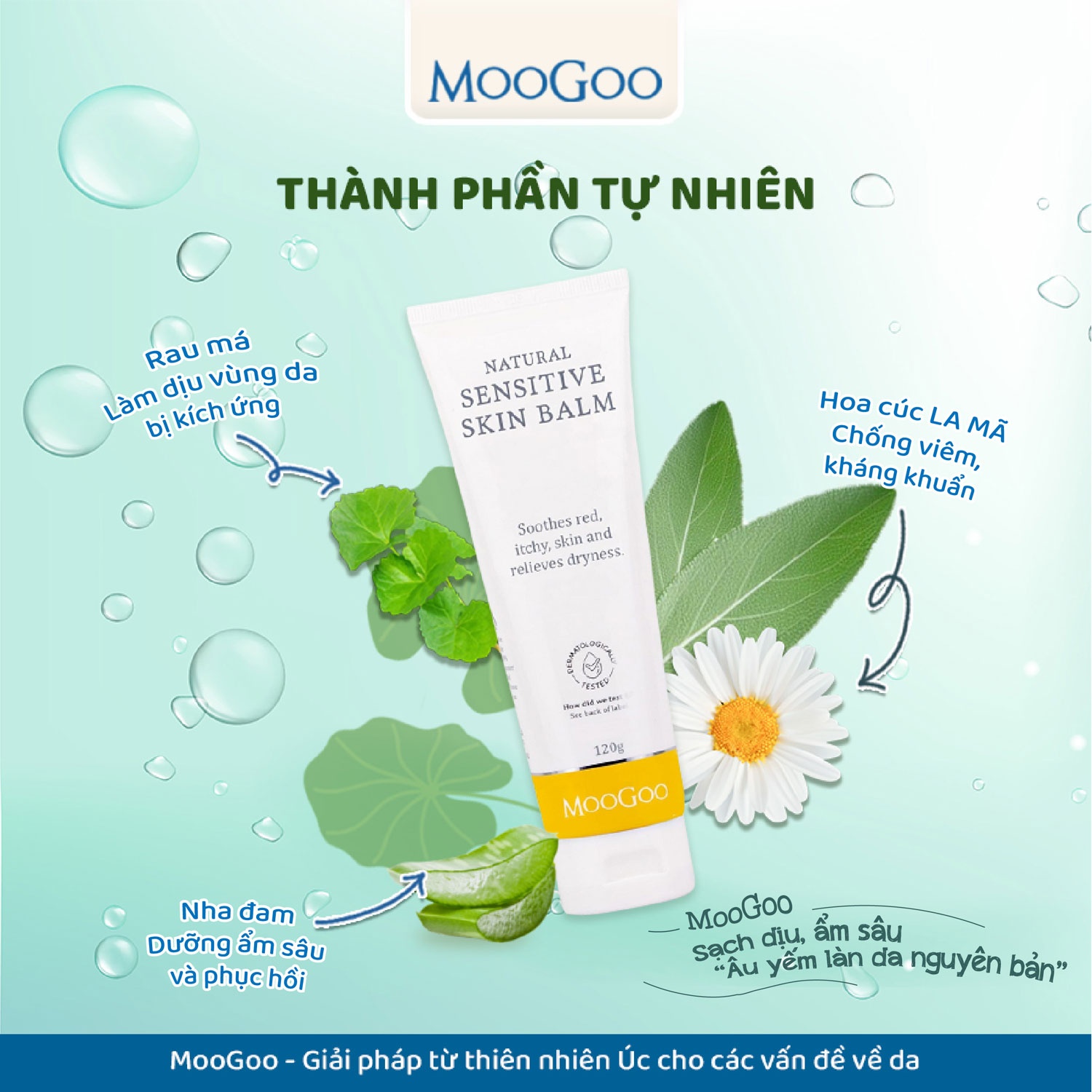 Kem dưỡng viêm da cơ địa chiết xuất rau má Moogoo 120g hình 2