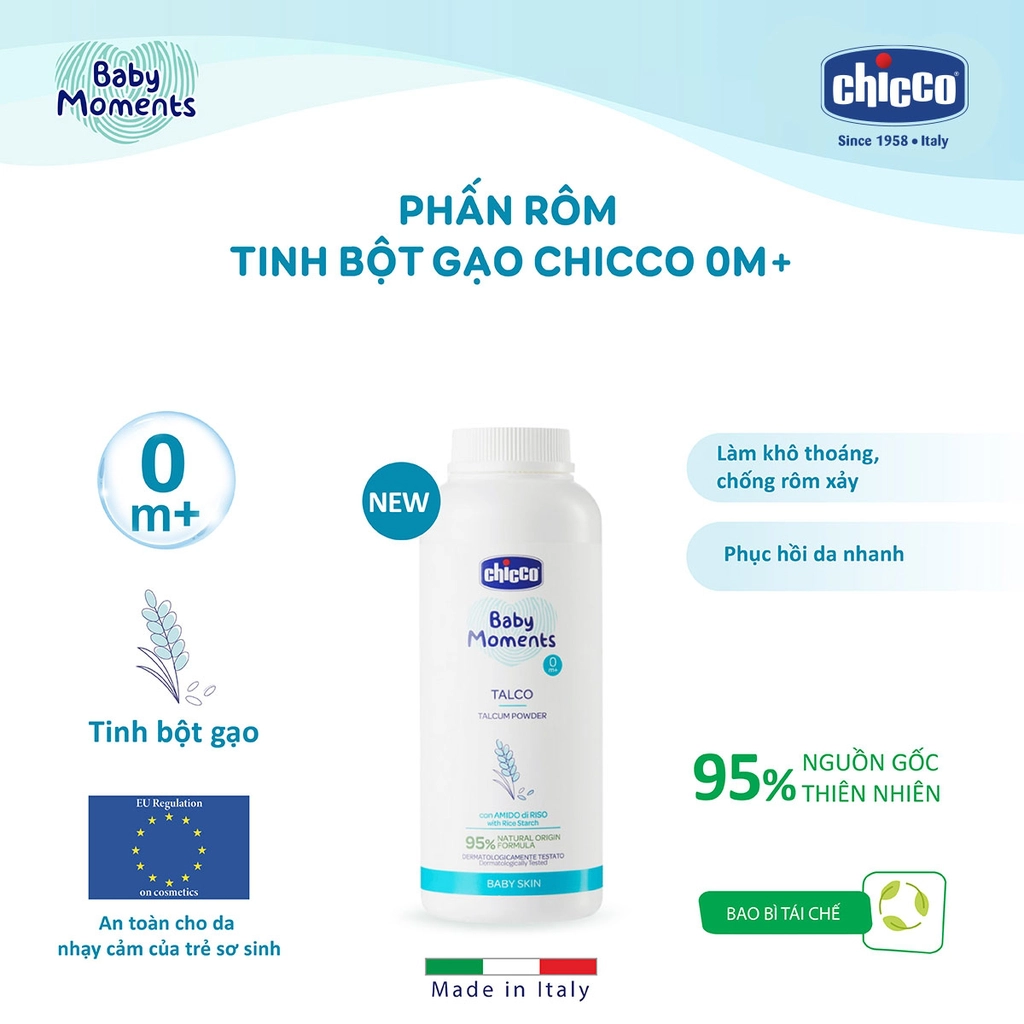Phấn rôm tinh bột gạo Chicco 150gr hình 2