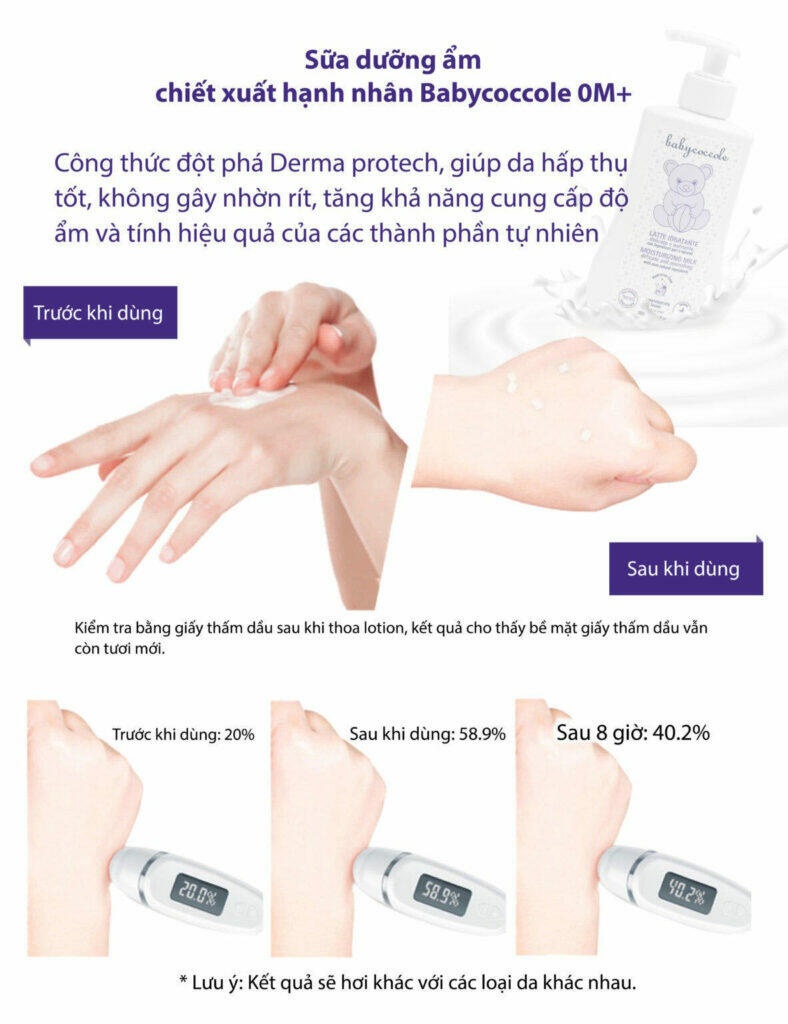 Sữa dưỡng ẩm chiết xuất hạnh nhân Babycoccole 250ml 0M+ không gây rít và nhờn