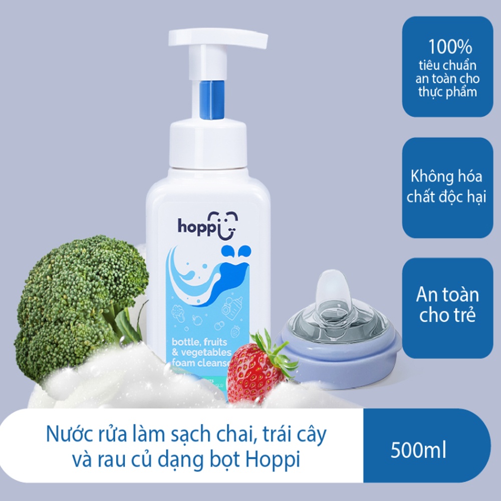 Nước rửa bình và rau củ Hoppi 500ml (Dạng tạo bọt) hình 2