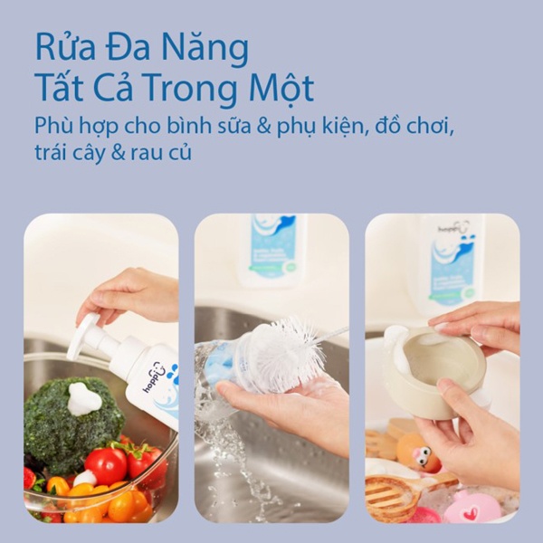 Nước rửa bình và rau củ Hoppi 500ml (Dạng tạo bọt) hình 7