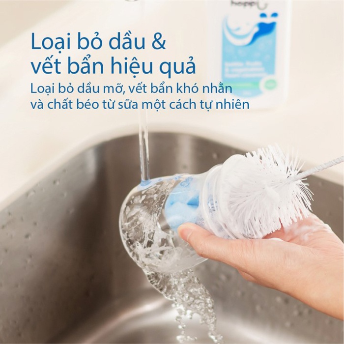 Đặc điểm nổi bật của nước rửa bình và rau củ Hoppi loại bỏ dầu và vết bẩn hiệu quả