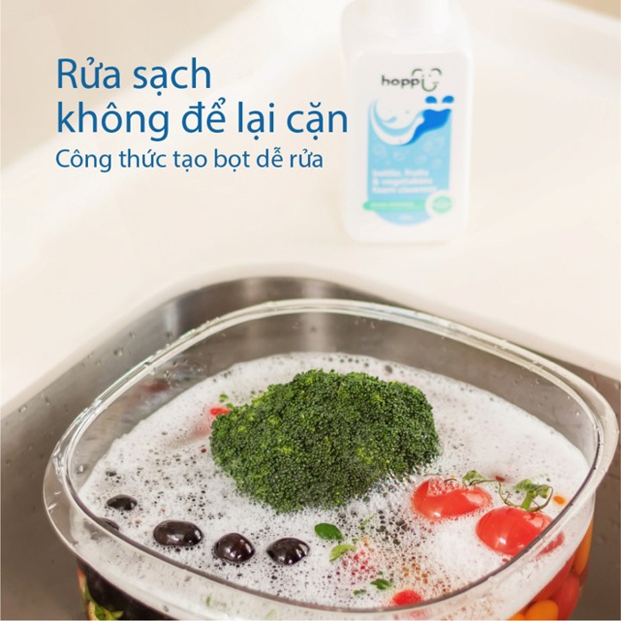 Nước rửa bình và rau củ Hoppi 500ml (Dạng tạo bọt) hình 5