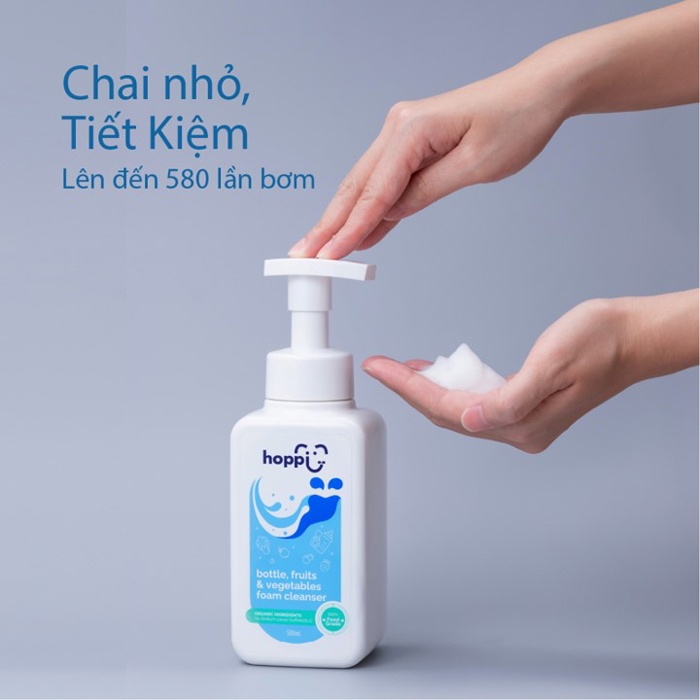 Nước rửa bình và rau củ Hoppi với thiết kế nhỏ, tiết kiệm