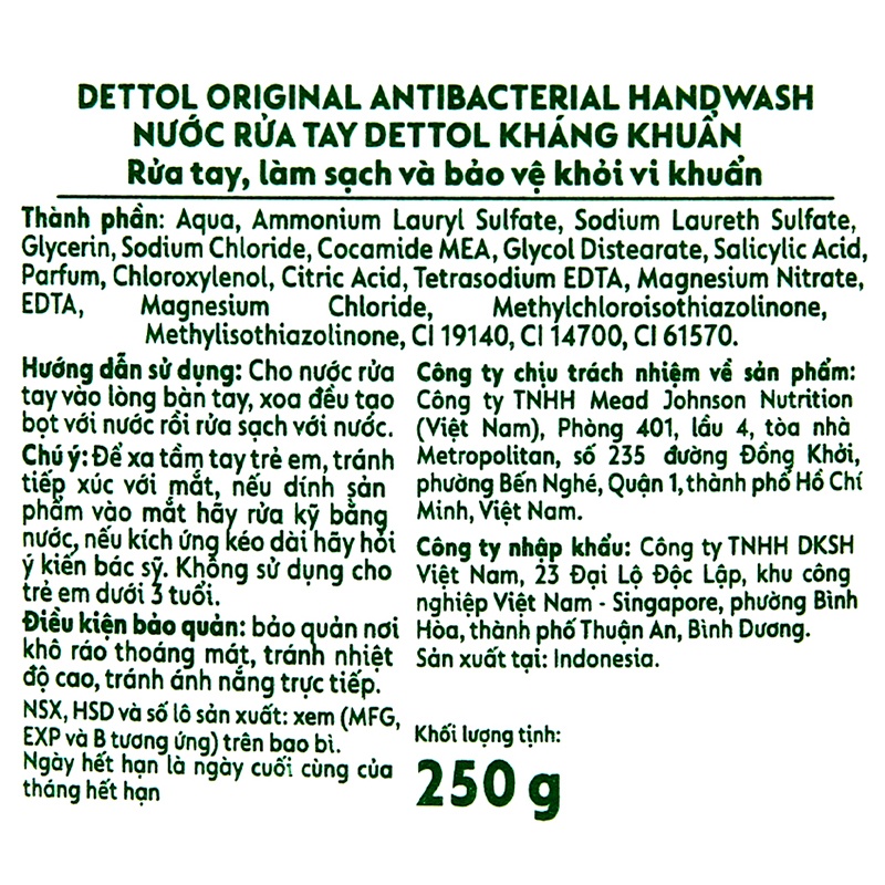 Nước rửa tay diệt khuẩn Dettol 250g hình 2