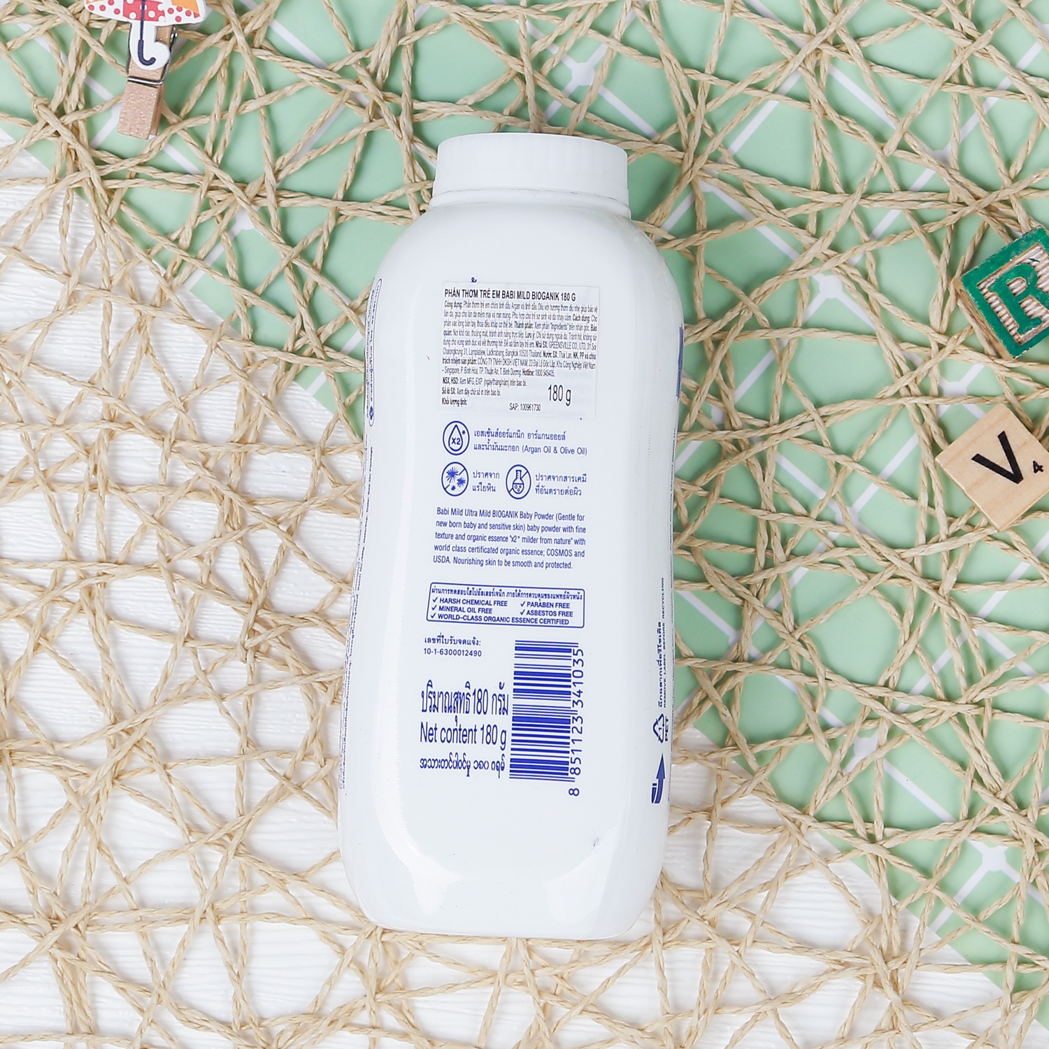 Phấn rôm Babi Mild Bioganik xanh 180ml  hình 2