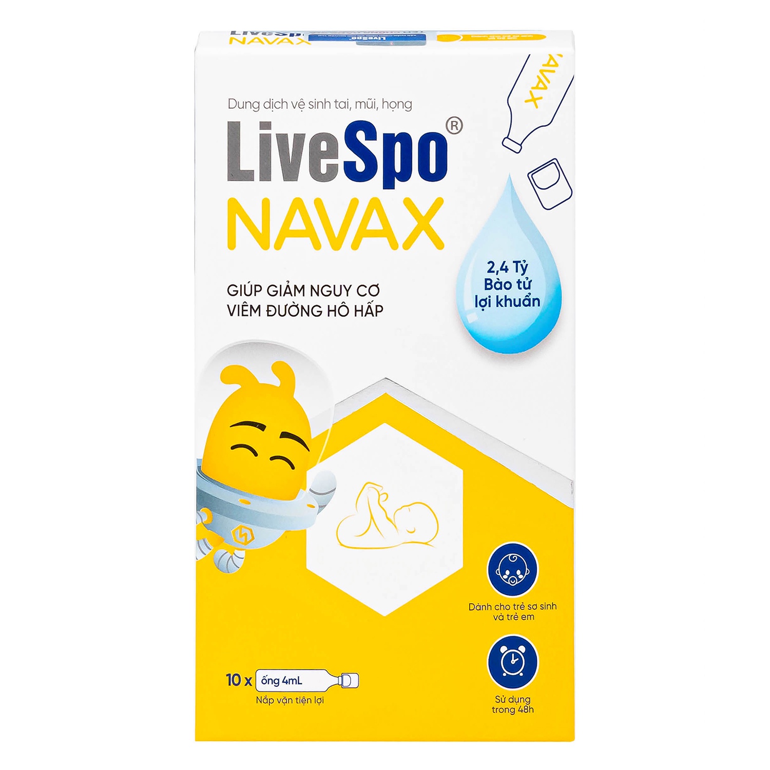 Dung dịch vệ sinh tai mũi họng LiveSpo Navax 10x4ml (Dạng ống)