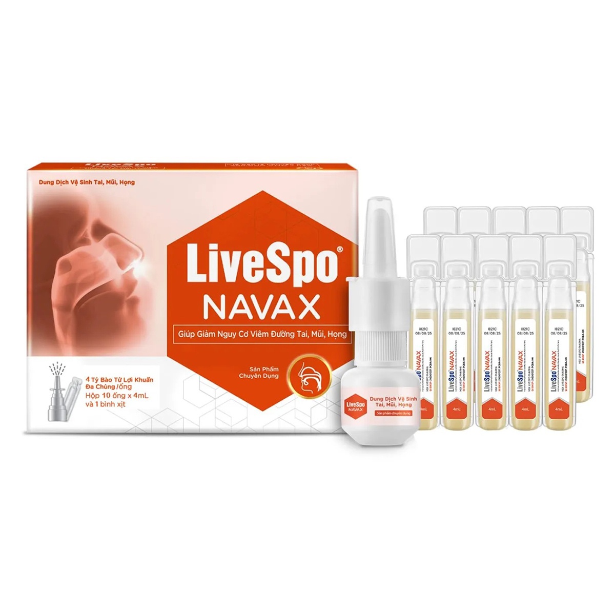 Dung dịch vệ sinh tai mũi họng LiveSpo Navax chuyên dụng 10x4ml