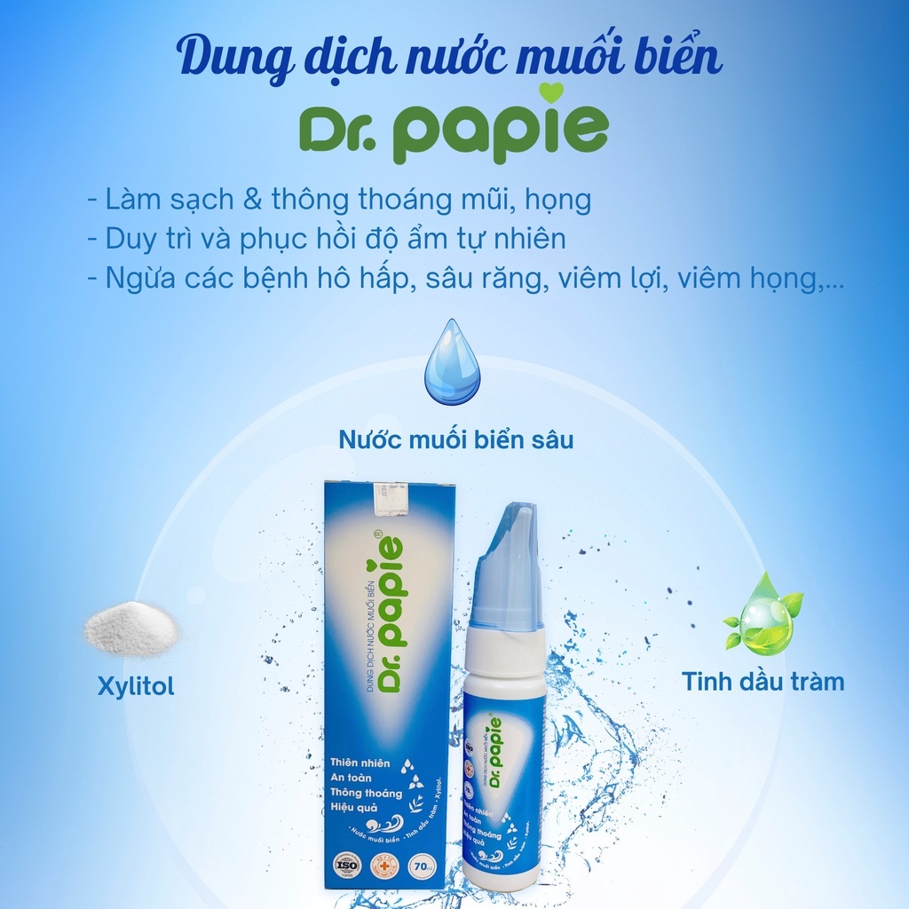 Dung dịch xịt mũi muối biển Dr.Papie 70ml hình 1