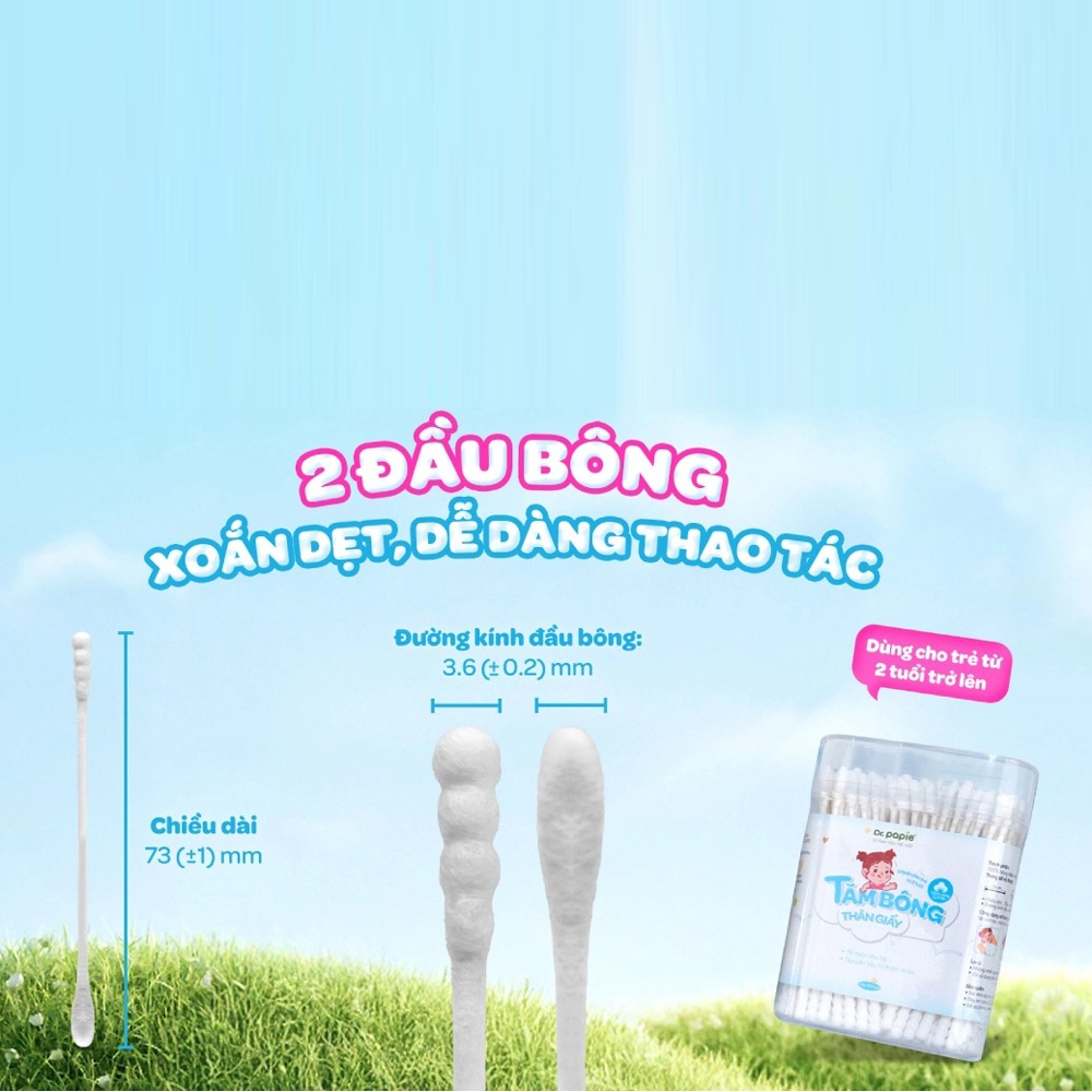 Tăm bông 2 đầu xoắn và dẹt Dr Papie 200 que hình 3