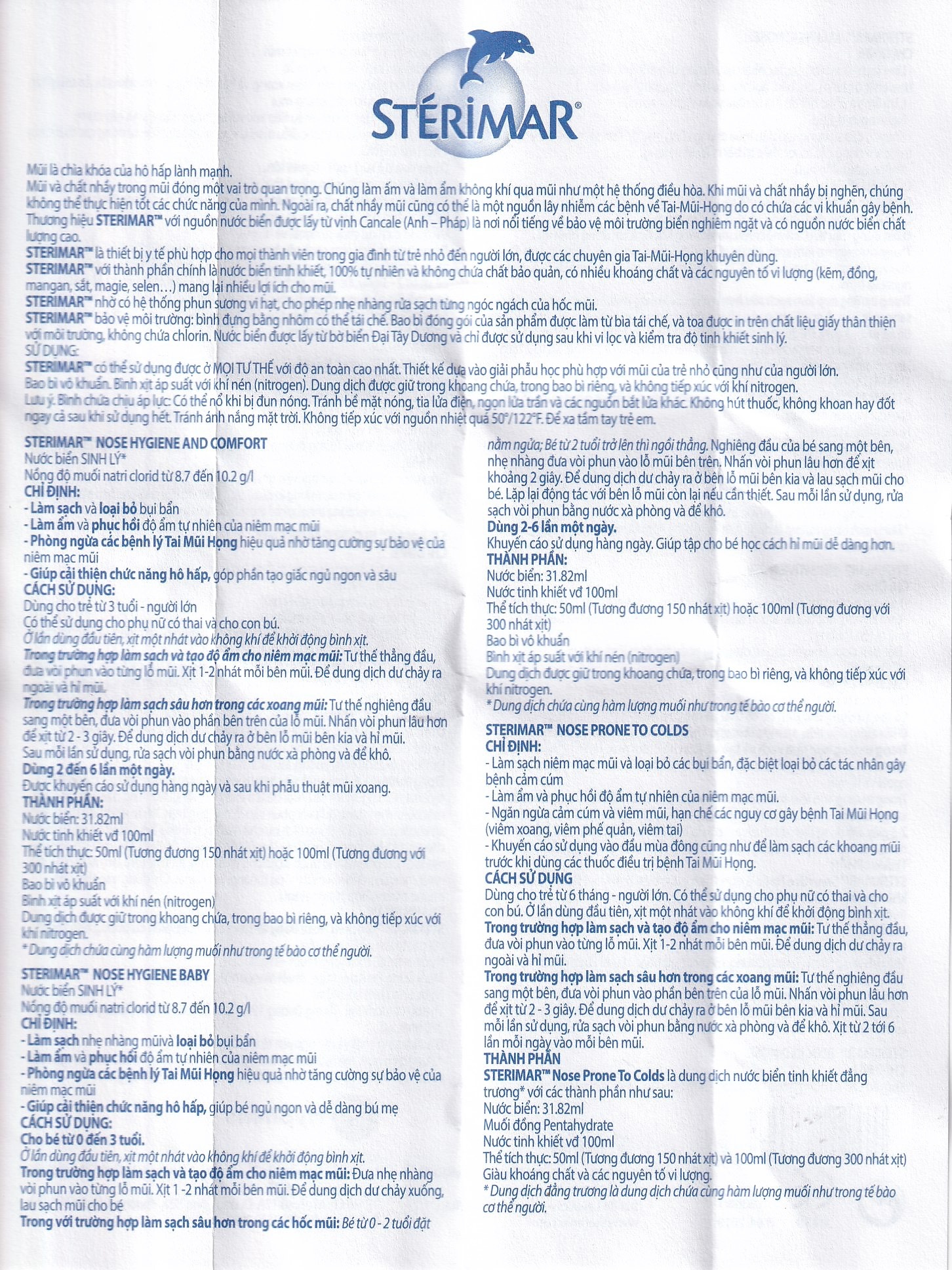 Công dụng và cách sử dụng xịt mũi cá heo Stérimar Baby 50ml (Cam)