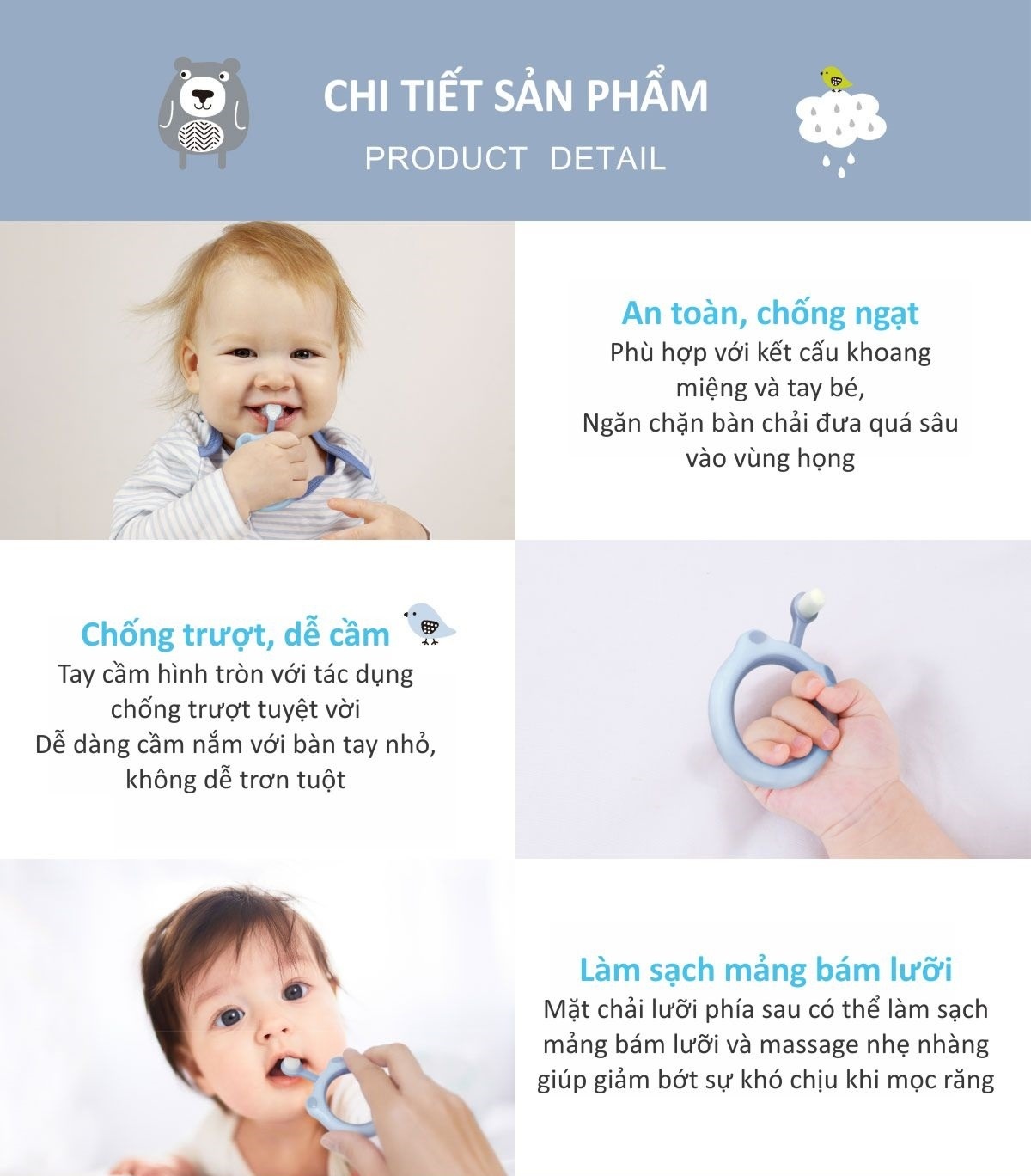 Bàn chải đánh răng lông mềm cho bé KuKu KU1147  hình 3