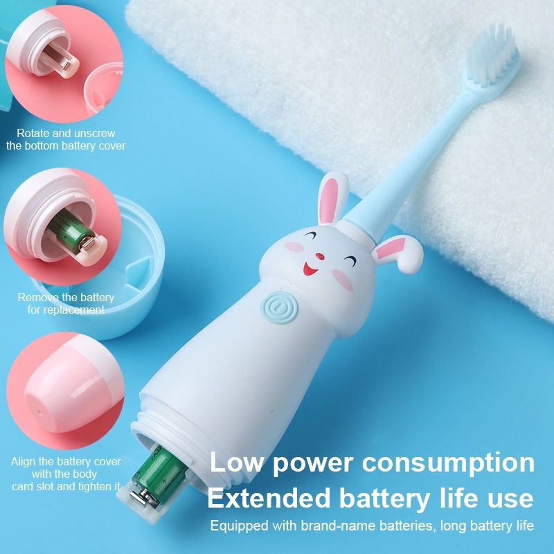Bàn chải điện cho bé hình thỏ chạy pin 3y+ AC (Màu ngẫu nhiên) hình 3