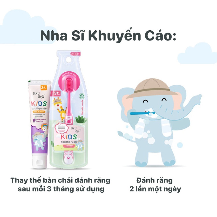 Bàn chải đánh răng cho bé Bzu Bzu (Hồng) 3Y+  hình 4