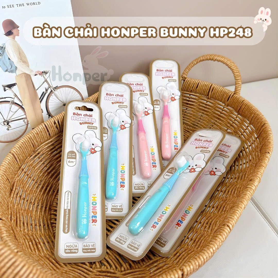 Bàn chải đánh răng cho bé Honper Bunny HP248 6M+ (Màu ngẫu nhiên) hình 1