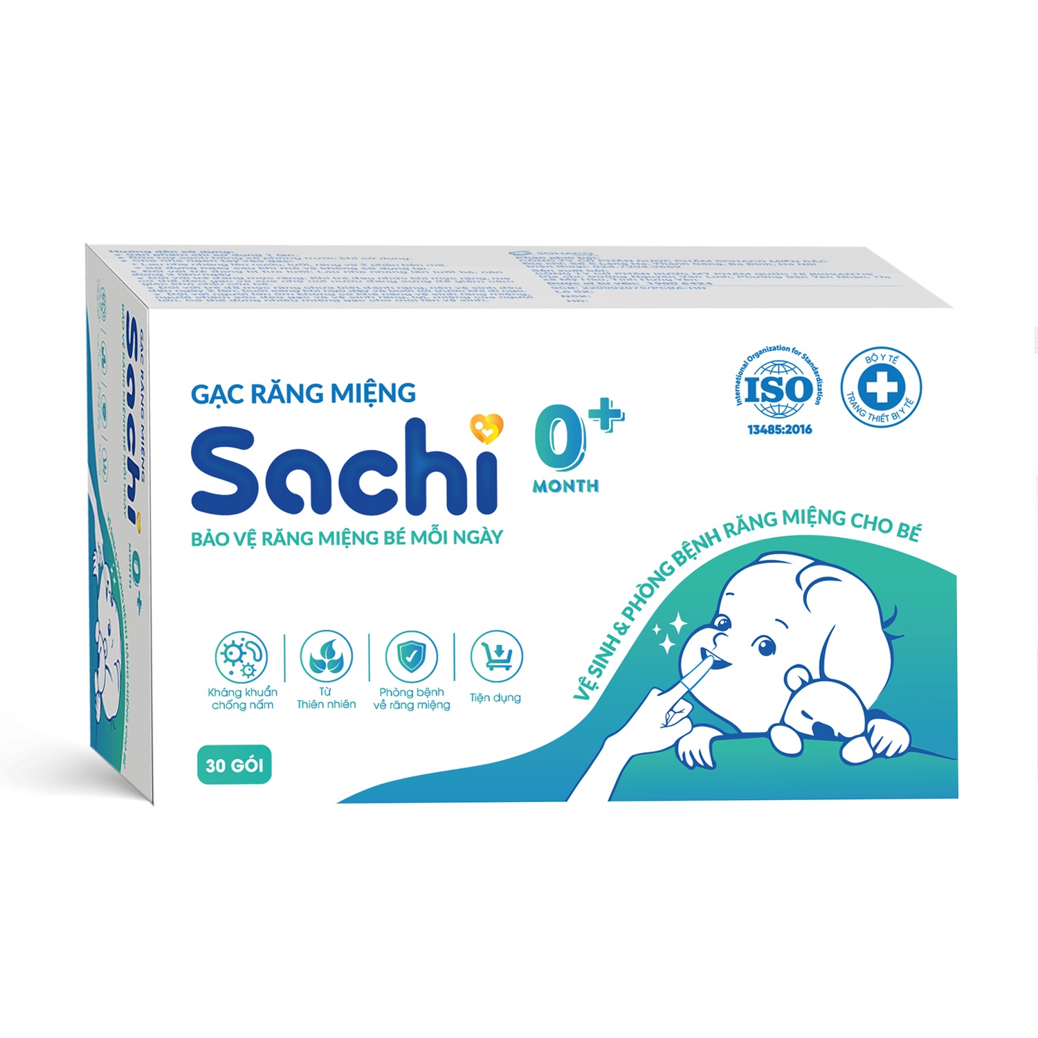 Gạc vệ sinh răng miệng cho bé Baby Bro Gạc vệ sinh răng miệng cho bé Sachi 0M+ (Hộp 30 gói)