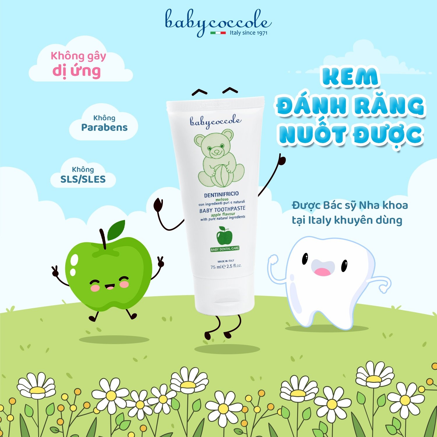 Kem đánh răng Babycoccole hương táo 75ml 12M+ hình 2