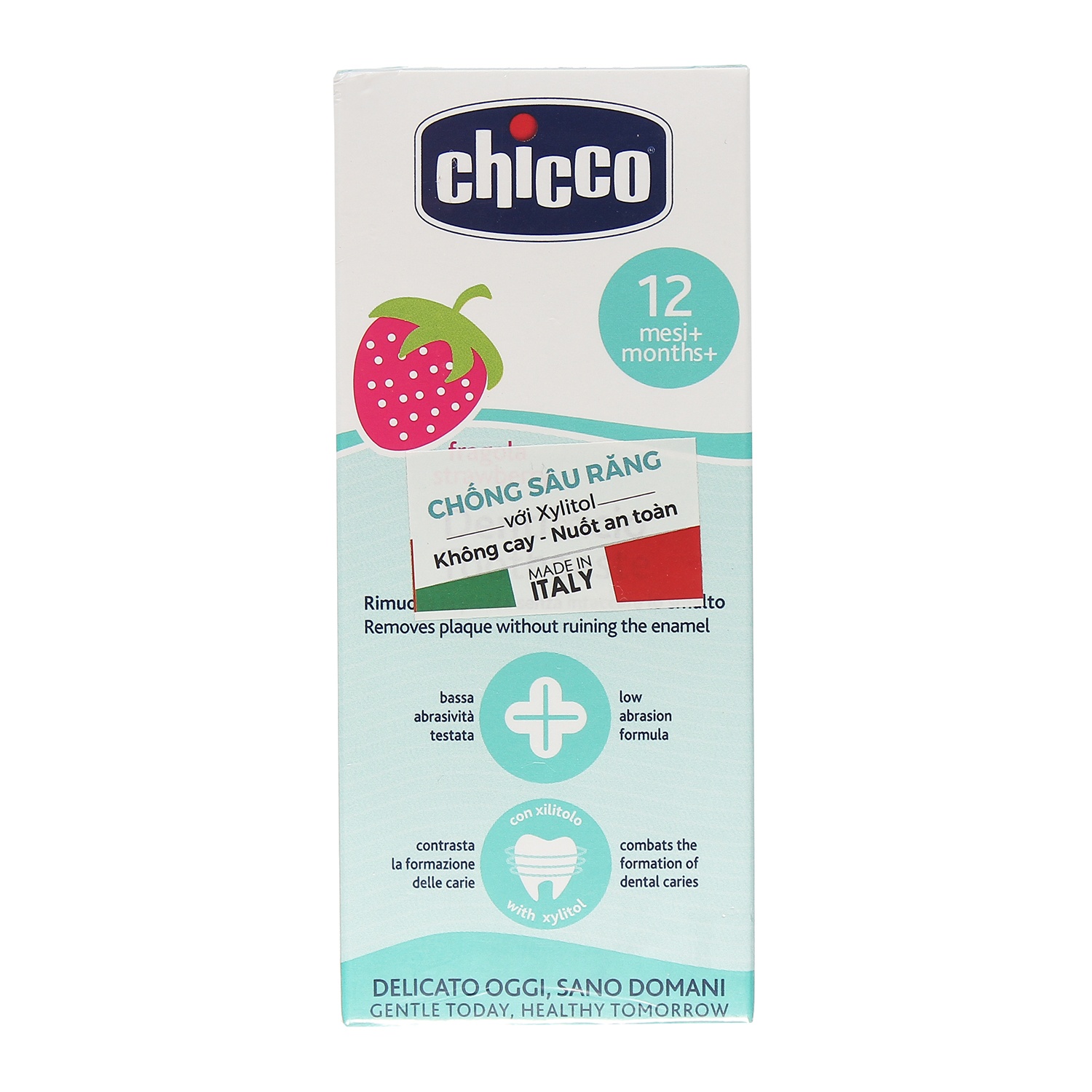 Kem đánh răng hương dâu Chicco cho bé trên 12 tháng tuổi hình 1