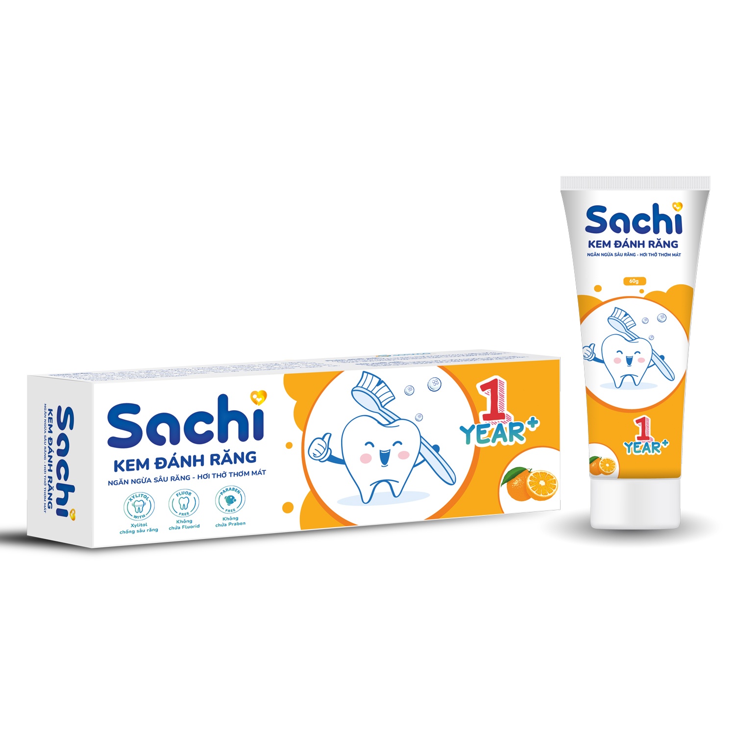 Kem đánh răng Sachi hương cam 60g 1Y+ hình 1