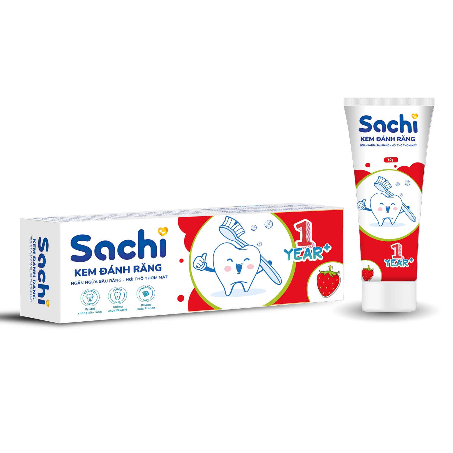 Kem đánh răng Sachi hương dâu 60g 1Y+ hình 1