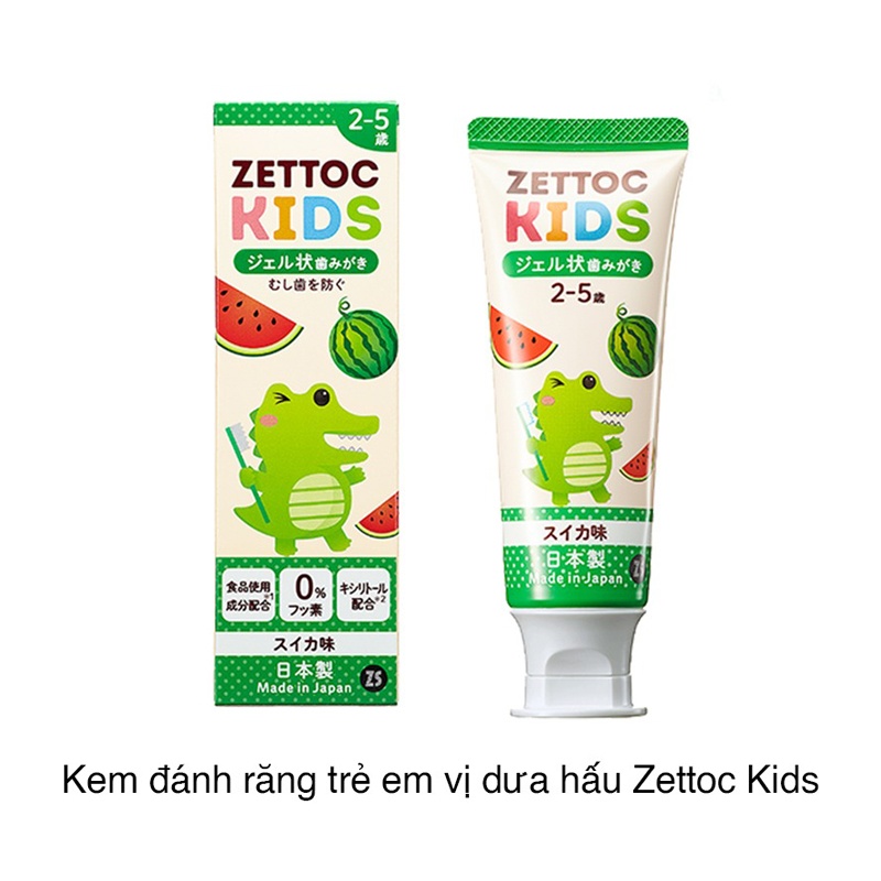 Kem đánh răng Zettoc 70gr vị dưa hấu dành cho bé 2-5Y