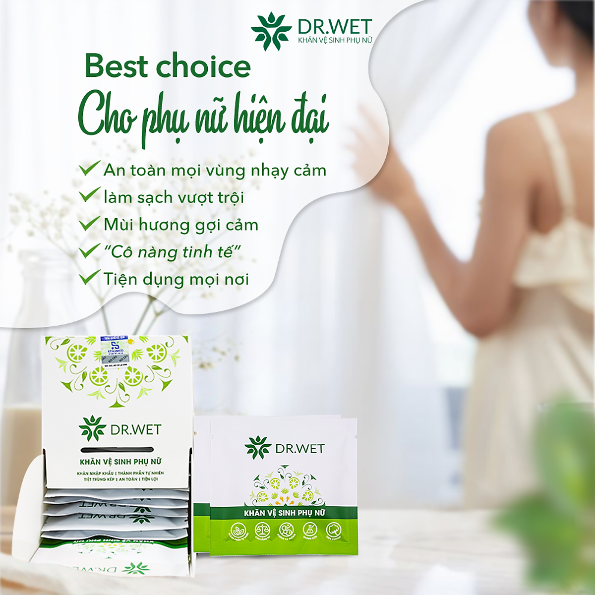 Khăn vệ sinh phụ nữ DR.Wet 25pcs hình 2